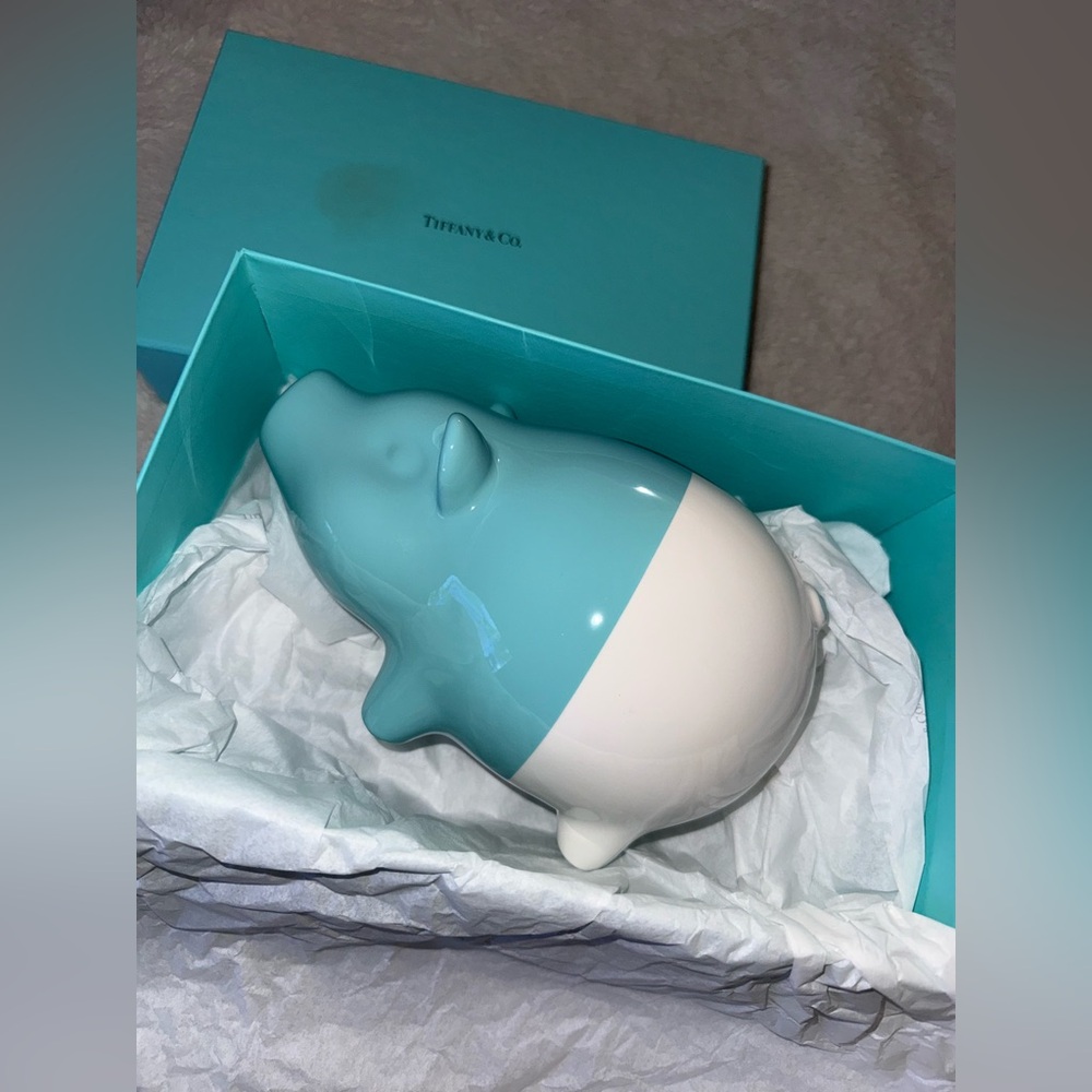 Tiffany & Co. Teal and White Piggy Bank
